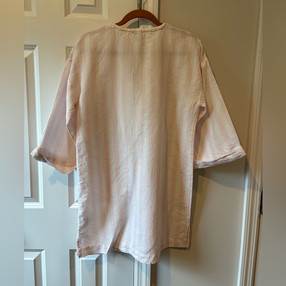 J CREW Tunic Cover Up Linen Blend Pink Striped - Picture 6 of 12